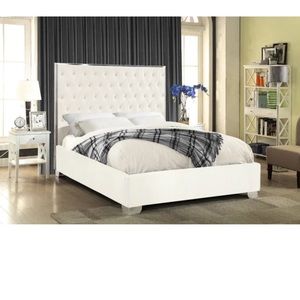 Luxury White Satin Pincushion Bed
Low Profile Platform Bed- WHITE